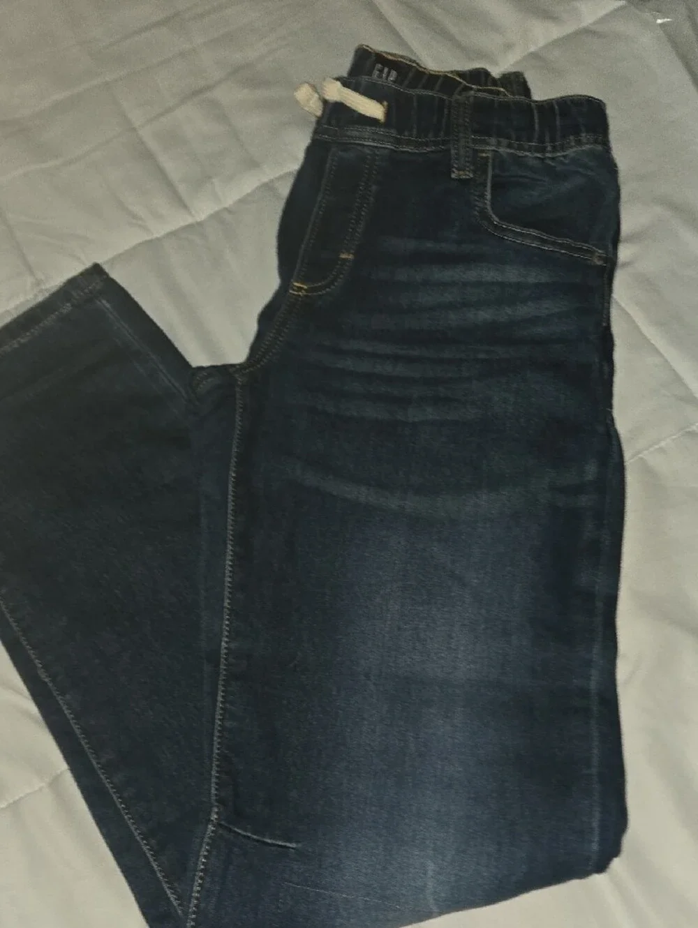 GAP Dark Blue Distressed Straight-Leg Jeans